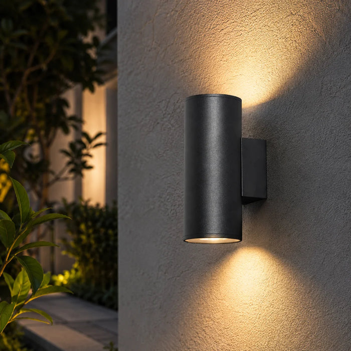 elevenpast Wall Light Bue Round Up and Down Outdoor Wall Light Black E27 IP65 RO433 6009509921339