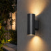 elevenpast Wall Light Bue Round Up and Down Outdoor Wall Light Black E27 IP65 RO433 6009509921339