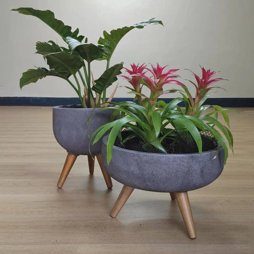 elevenpast Pots & Planters Rustic Bowl Japi Planter Cache Pot With Stand - Various Colours