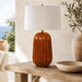 Pepino Ceramic Rust Lamp - White Scallop | Linen Shade 