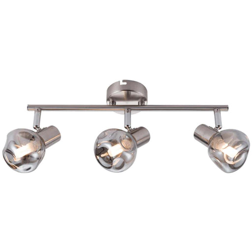elevenpast Spotlight Triple/3 Vetro Spot (1 - 3) Satin Chrome with Smoke Colour Glass S404/3 SMOKE 6007226071504