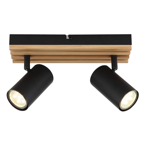 elevenpast Spotlight 2 Light Avalon Wood and Metal Spotlights - 3 Sizes S423/2 WOOD 6007226090444