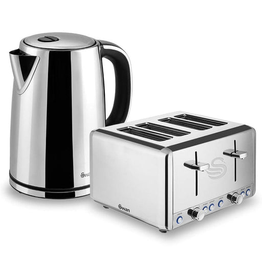 Swan Swan Classic Polished Stainless Steel Cordless Kettle & 2 Slice Toaster SCR02P 6005587012570