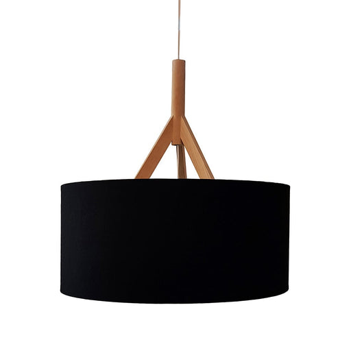 elevenpast Pendant Rocket Drum Wood and Cotton Pendant Light Black SHAD0717