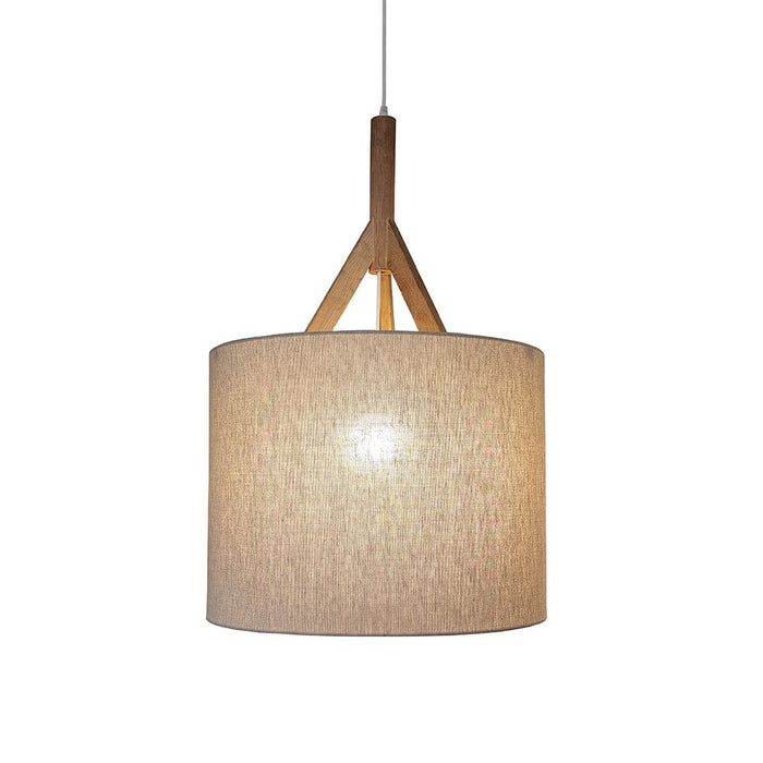 elevenpast Pendant Rocket Cylinder Wood and Fabric Pendant Light Natural SHAD0995