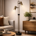 elevenpast Floor lamps Aurex Twin-Head Adjustable Floor Lamp – Black and Brass SL440 BK/GD 6007226091076