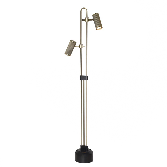 elevenpast Floor lamps Aurex Twin-Head Adjustable Floor Lamp – Black and Brass SL440 BK/GD 6007226091076