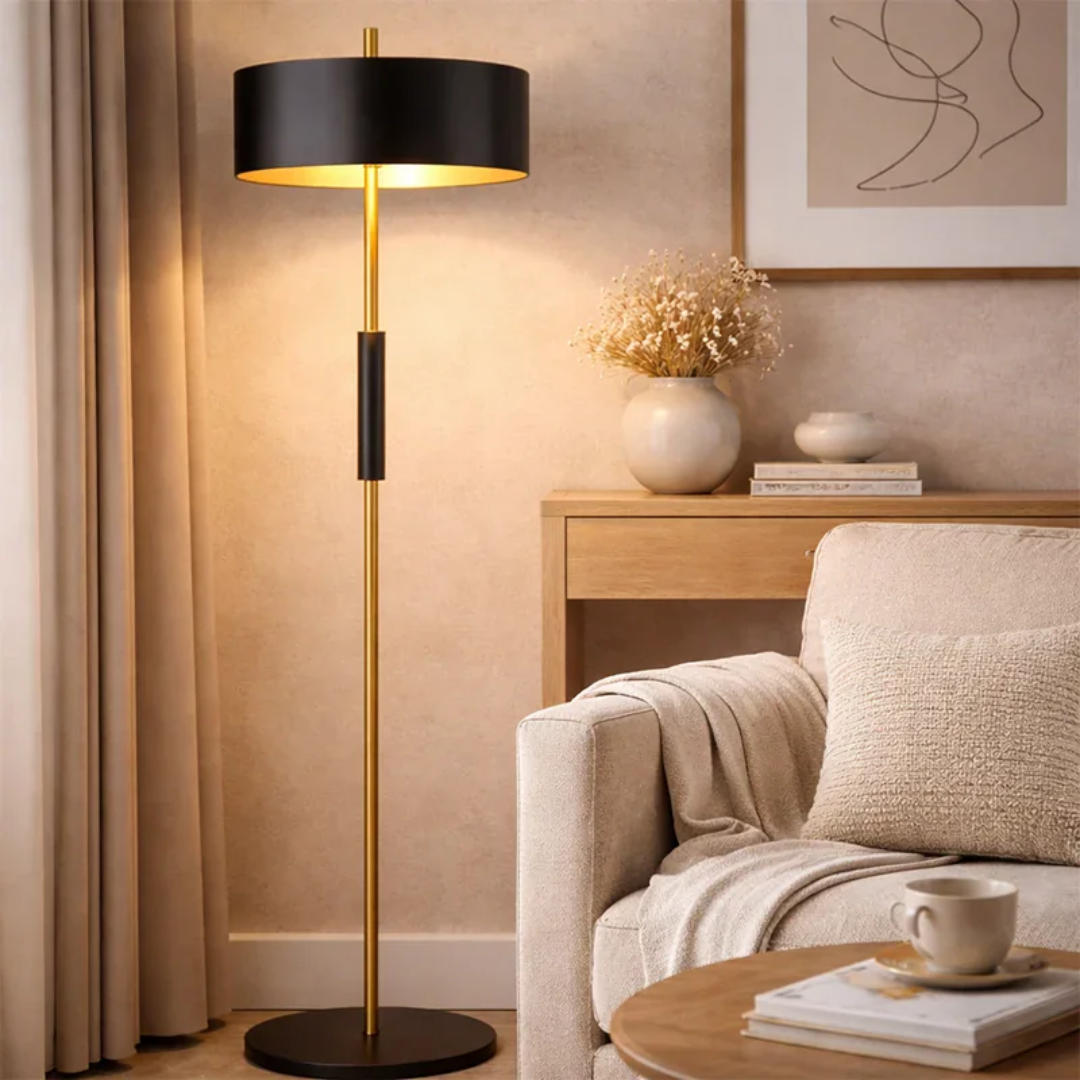 Novara Black and Gold Floor Lamp– elevenpast