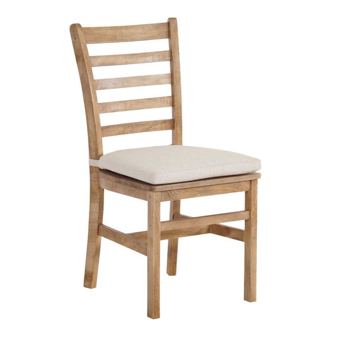 Slatted Mango Wood Dining Chair with Cushion