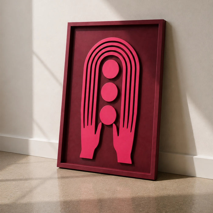 Solis Wooden Wall Art | Burgundy and Pink