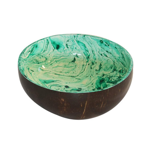 elevenpast Bowls Green MARBLE COCONUT BOWL IN PINK, BROWN, GREEN OR BLUE SP-COCONUTBOWLMARBLEGREEN