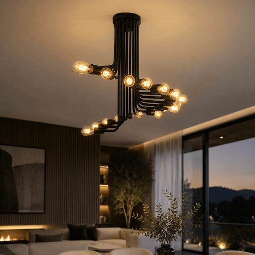 elevenpast Chandelier Spiral Chandelier Black Metal 21 Light