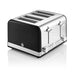 elevenpast Kitchen Appliances Black 4 Slice Retro Toaster | Red, Black or Grey SRT4B