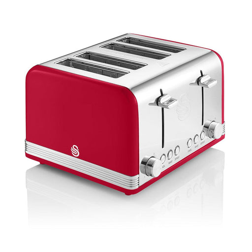 elevenpast Kitchen Appliances Red 4 Slice Retro Toaster | Red, Black or Grey SRT4R
