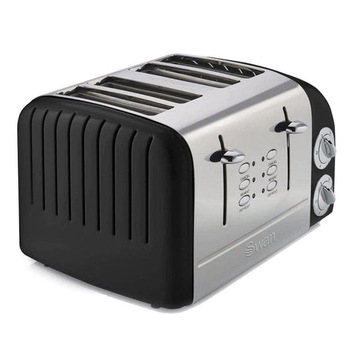 Swan Toaster Swan Retro 4 Slice Stainless Steel Black Toaster SRT6B 6005587013164