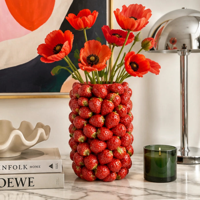 Ceramic Red Strawberry Vase