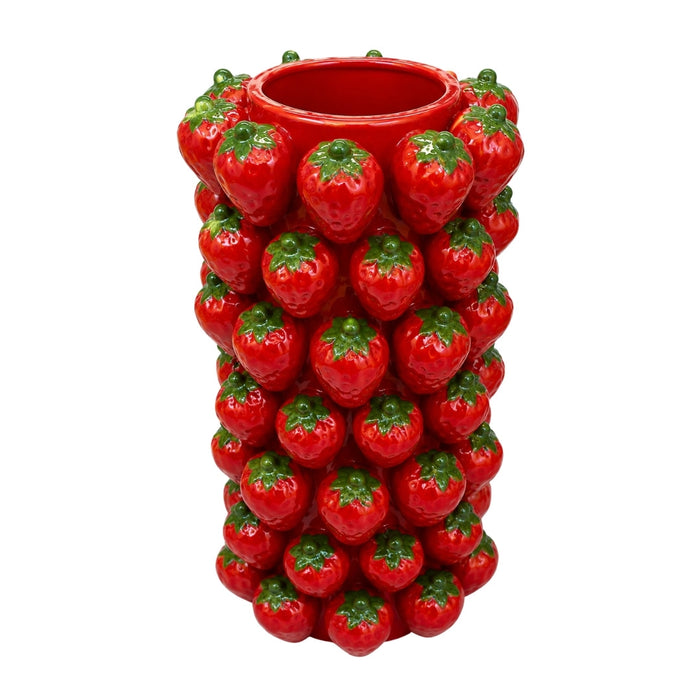 Ceramic Red Vase – Strawberries 33cm