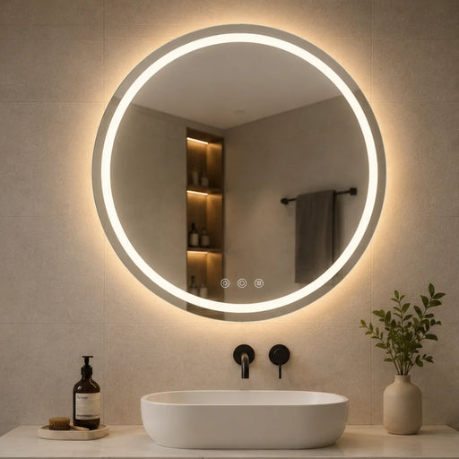 elevenpast Bathroom Mirror Uma Round Illuminated LED Bathroom Mirror with Defogger - 75cm | 90cm