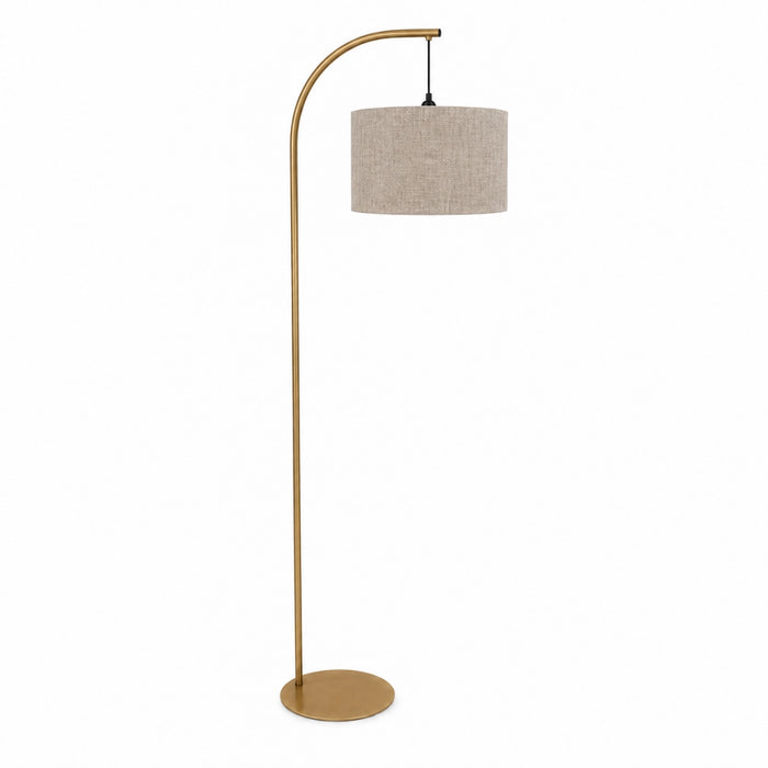 Benny Gold Arch Floor Lamp with Linen Shade