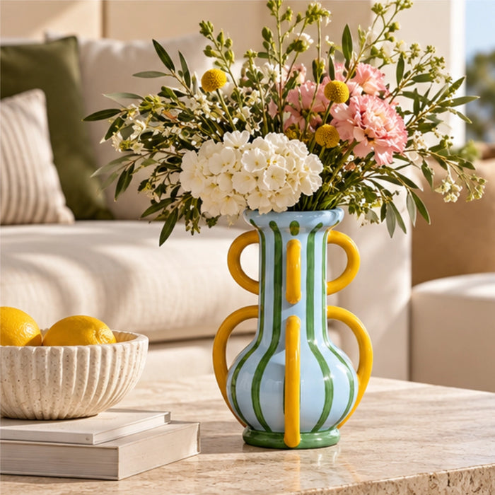 Sorrento Ceramic Vase Yellow and Green