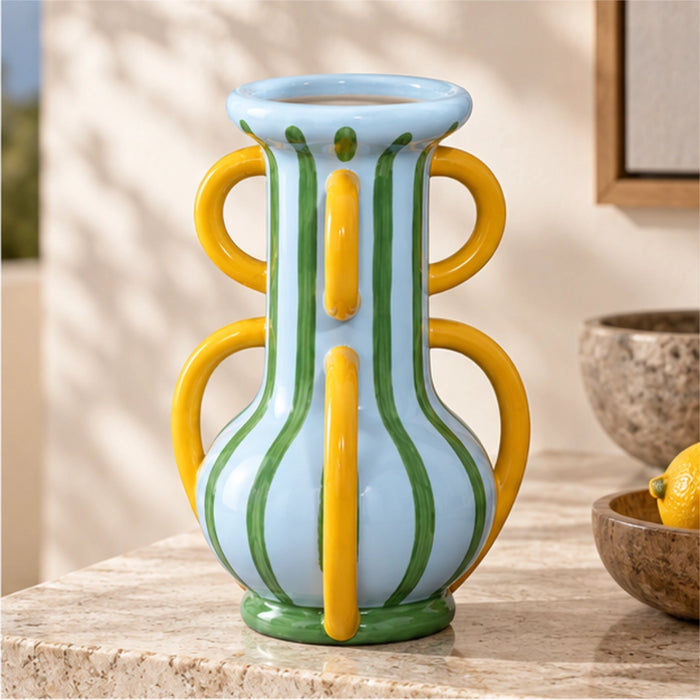 Sorrento Ceramic Vase Yellow and Green
