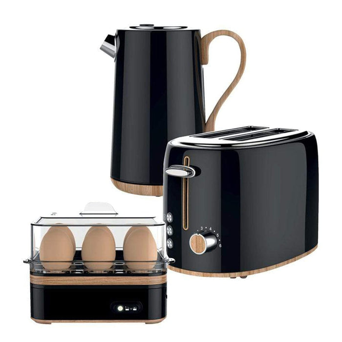 Swan Swan Black Cordless Kettle & 2 Slice Toaster & Egg Boiler SWTP1BL 6005587012761
