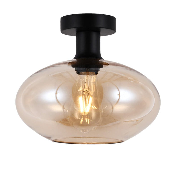 elevenpast Ceiling Light Large / Amber Glass and Black Orb Ceiling Light | 3 Colours, 2 Sizes T-KLC-1427-L/AB