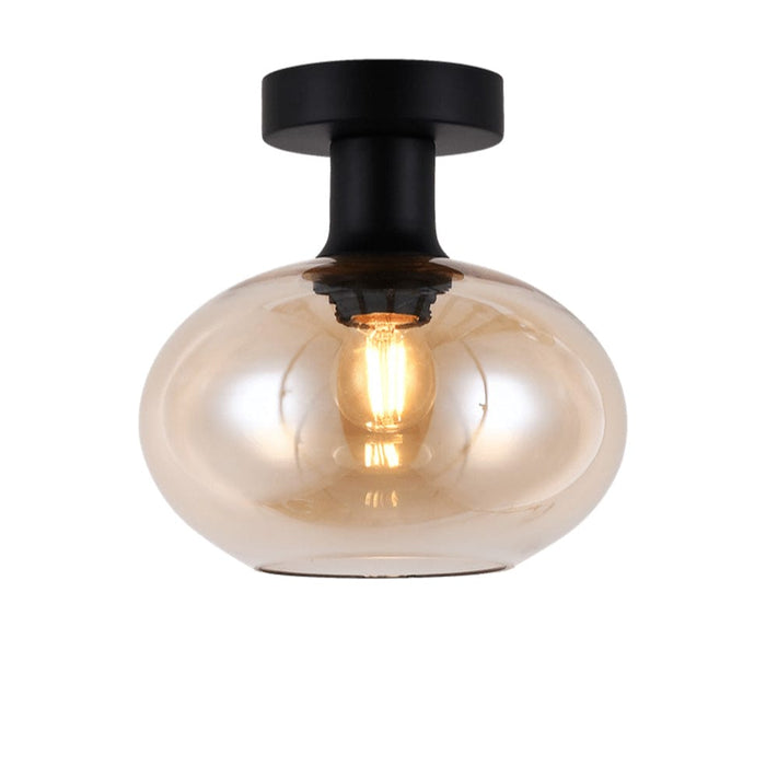 elevenpast Ceiling Light Small / Amber Glass and Black Orb Ceiling Light | 3 Colours, 2 Sizes T-KLC-1427-S/AB