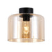 elevenpast Ceiling Light Amber Glass and Black Glass Drum Ceiling Light | 3 Colours T-KLC-1430/AB