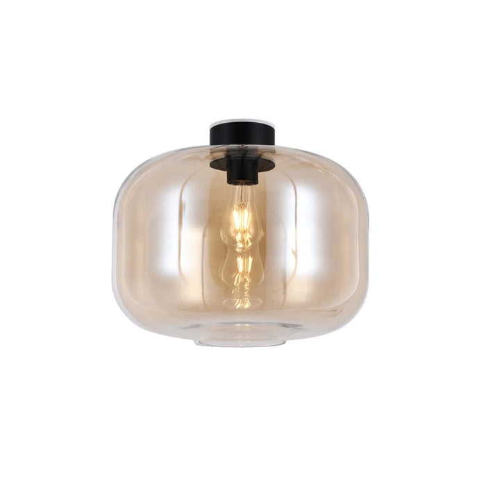 elevenpast Ceiling Light Amber Glass and Black Oriel Glass Ceiling Light Black | White | Amber T-KLC-1431/AB
