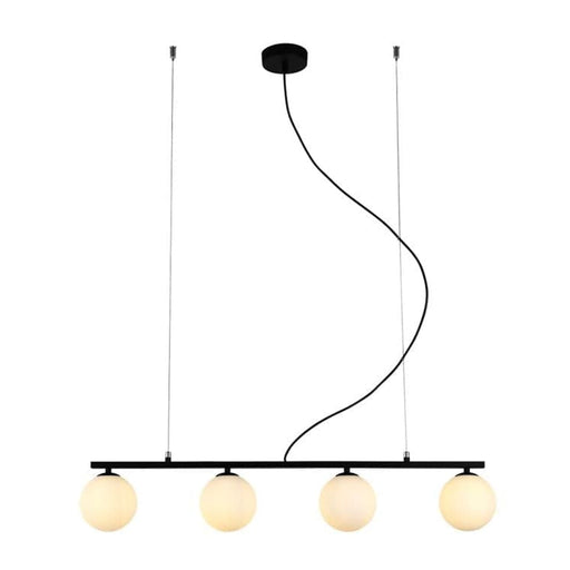 elevenpast Small / Black Linear Black or Gold with Opal Glass Chandelier Light 2 Sizes T-KLCH-1478/BL