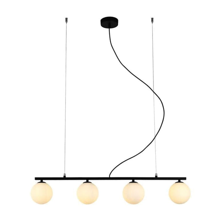 elevenpast Small / Black Linear Black or Gold with Opal Glass Chandelier Light 2 Sizes T-KLCH-1478/BL