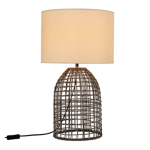 elevenpast table lamp Grey Zanie Rattan and Steel Table Lamp | White or Grey T654GY 6009551807766