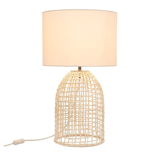 elevenpast table lamp White Zanie Rattan and Steel Table Lamp | White or Grey T654W 6009551807759