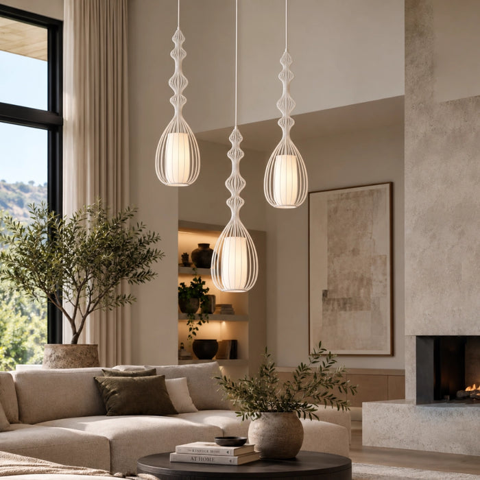 Tall Wire Pendant Light – White