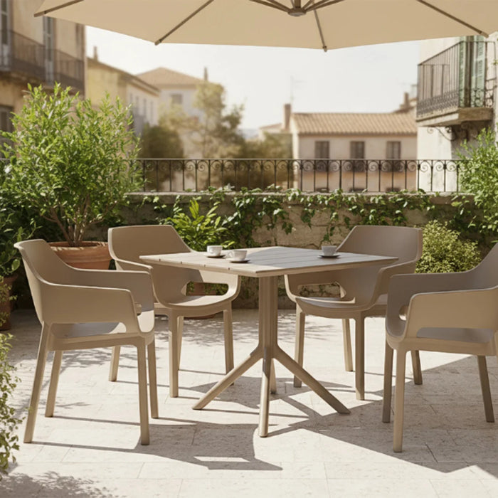 elevenpast Chairs Dora Stackable Outdoor Arm Chair – Black | Taupe
