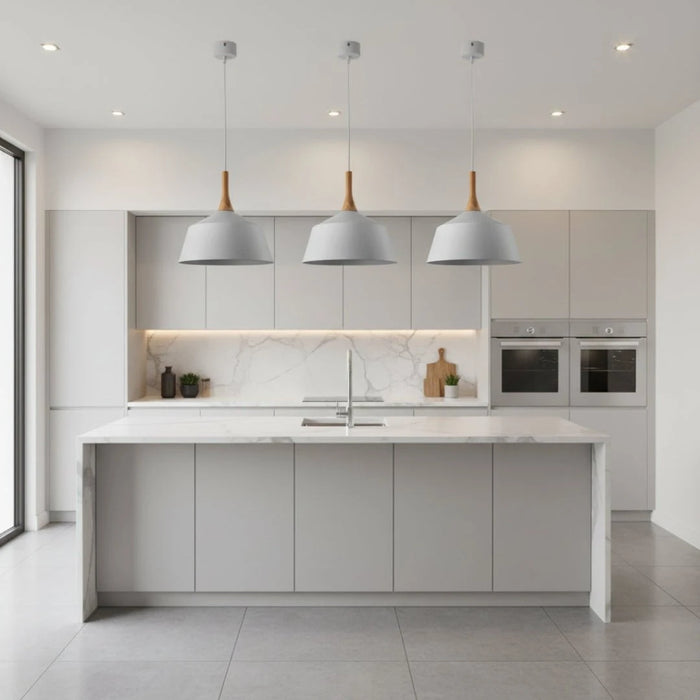 elevenpast pendant light Scandia Metal and Wood Pendant Light 2 Sizes - Black | White