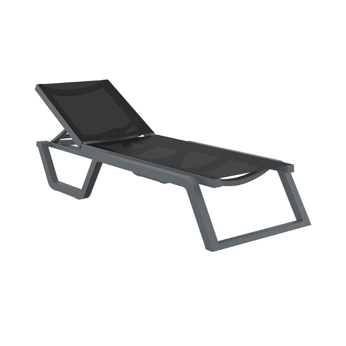 elevenpast Lounger Dark Grey and Black Rio Outdoor Sunlounger TIS082DGREYBLK