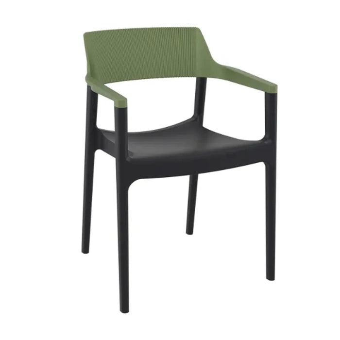 elevenpast Chairs Black and Olive Green Tulum Arm Chair - Polypropylene Outdoor/Indoor Chair TIS220BLKOLIVE