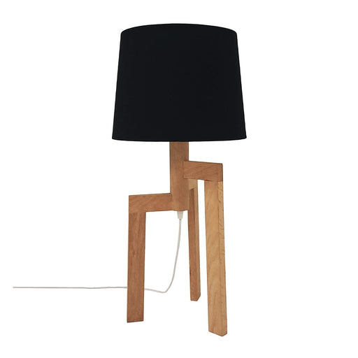 elevenpast table lamp Black Jaggered Wood and Fabric Table Lamp White | Black TLWD0051-B