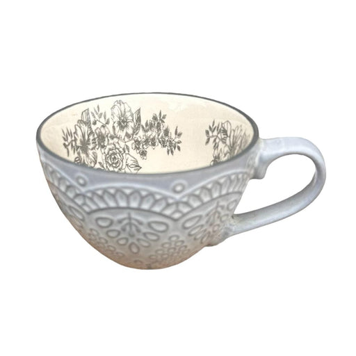 elevenpast Light Grey Ceramic Flower Pattern Mug Light Grey | Grey Blue | Pink | Blue TM24ST0103689E