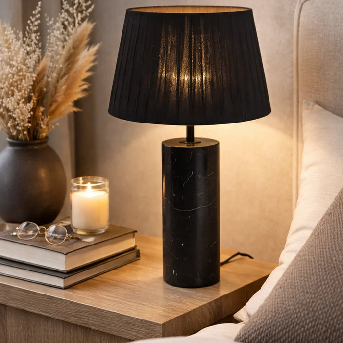 elevenpast Table Lamp Rechargeable Black Marble Table Lamp with Touch Dimmer – 3CCT LED UB.130363