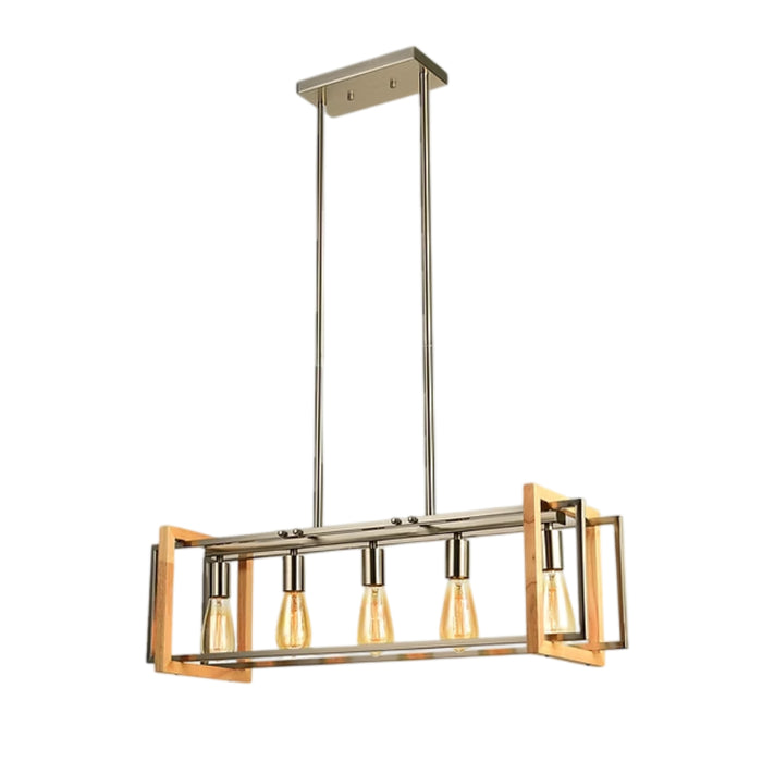 Sally Wood and Metal Chandelier Light Natural