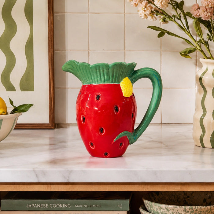 Ceramic Strawberry Decorative Jug 19 cm