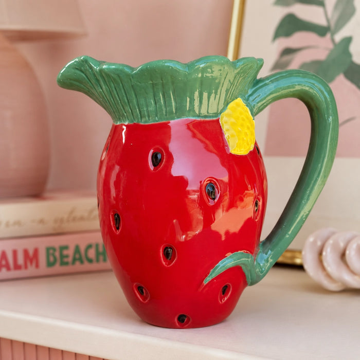 Ceramic Strawberry Decorative Jug 19 cm