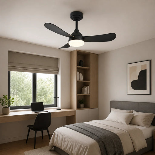 elevenpast Ceiling Fans Compact DC Ceiling Fan with LED Light and Remote – Black or White