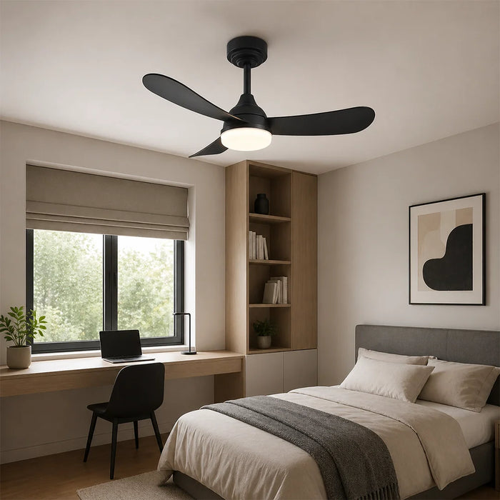elevenpast Ceiling Fans Compact DC Ceiling Fan with LED Light and Remote – Black or White