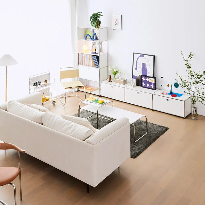 elevenpast TV consoles Modular Metal 3 Door Media Unit - White | Blaack