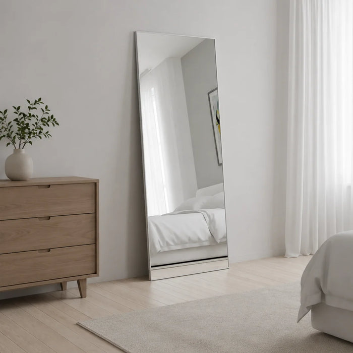 elevenpast Mirrors Solace Leaning Mirror in Brushed Silver | Black