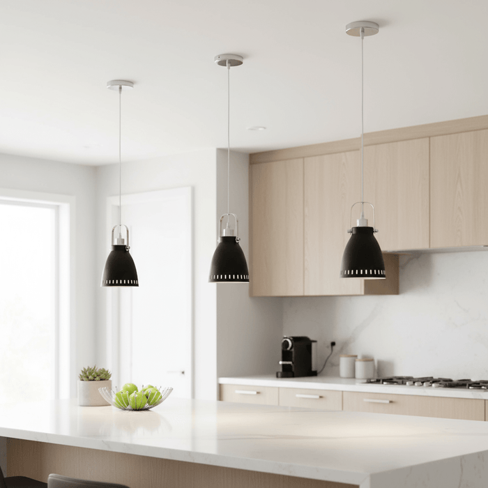 elevenpast pendant light Giovani Polished Chrome Pendant Light - Black | Satin Nickel | White